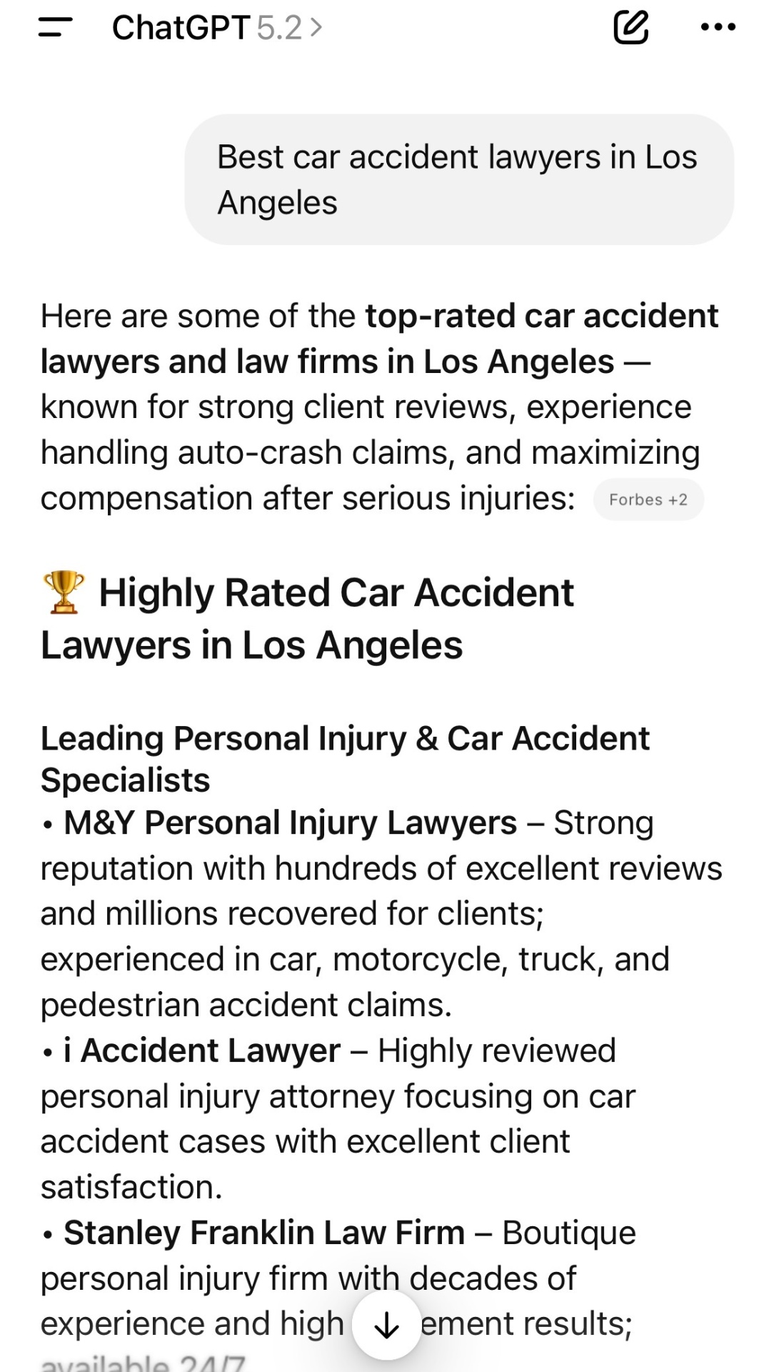 ChatGPT recommending lawyers in Atlanta